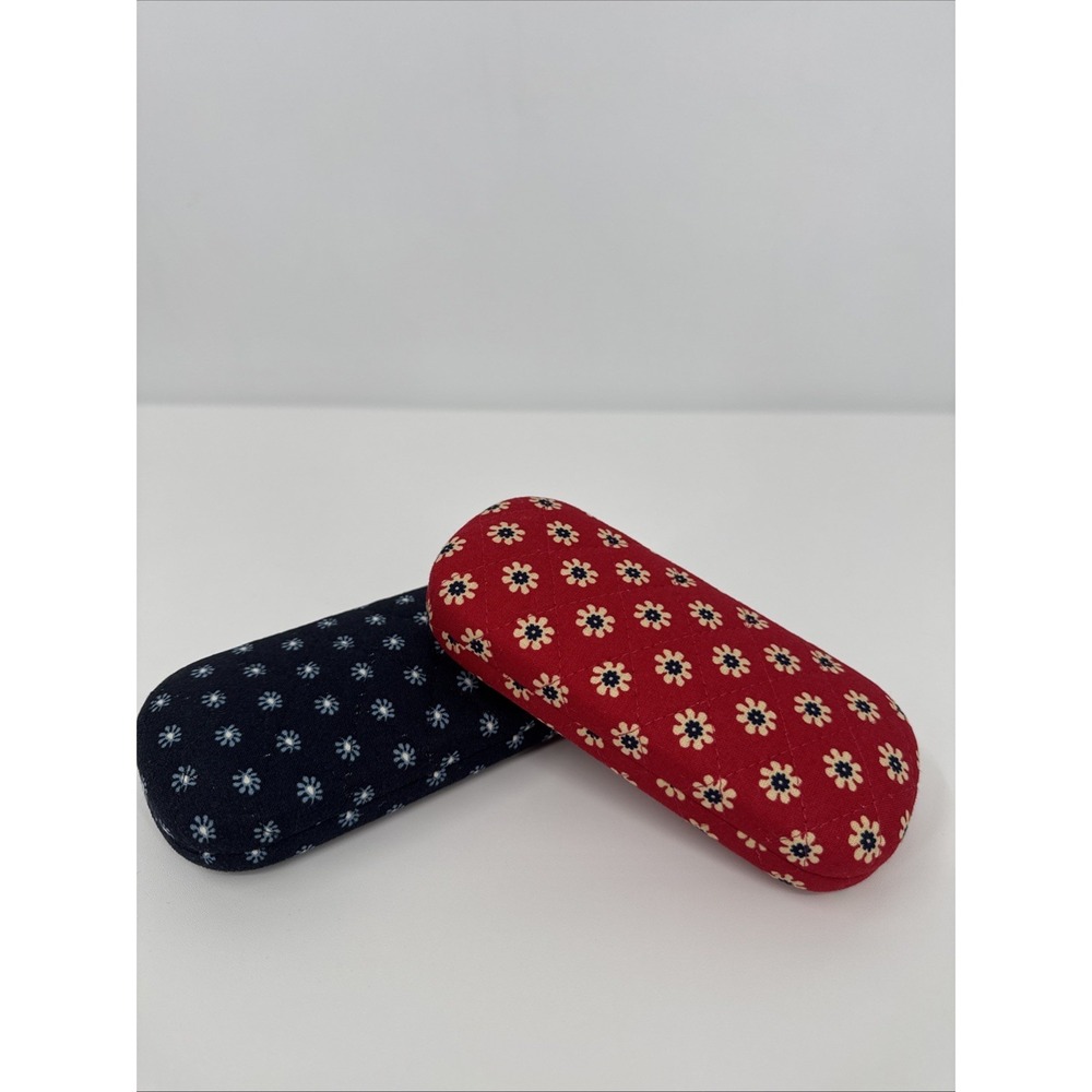 Vera Bradley Hard Clamshell Eyeglass Sunglass Set Of 2 Blue & Red Floral Print